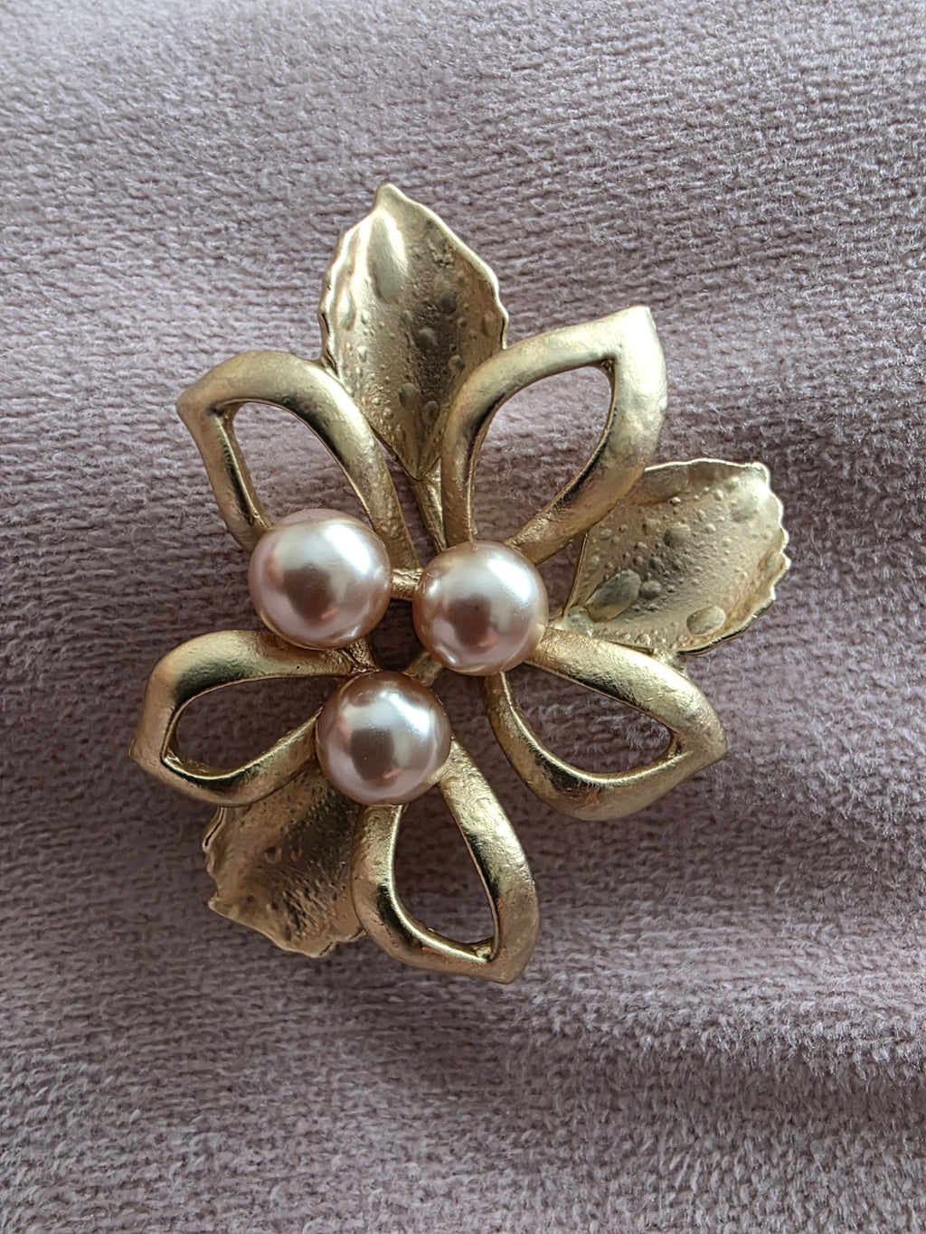 Gold Floral Pearl Statement Brooch