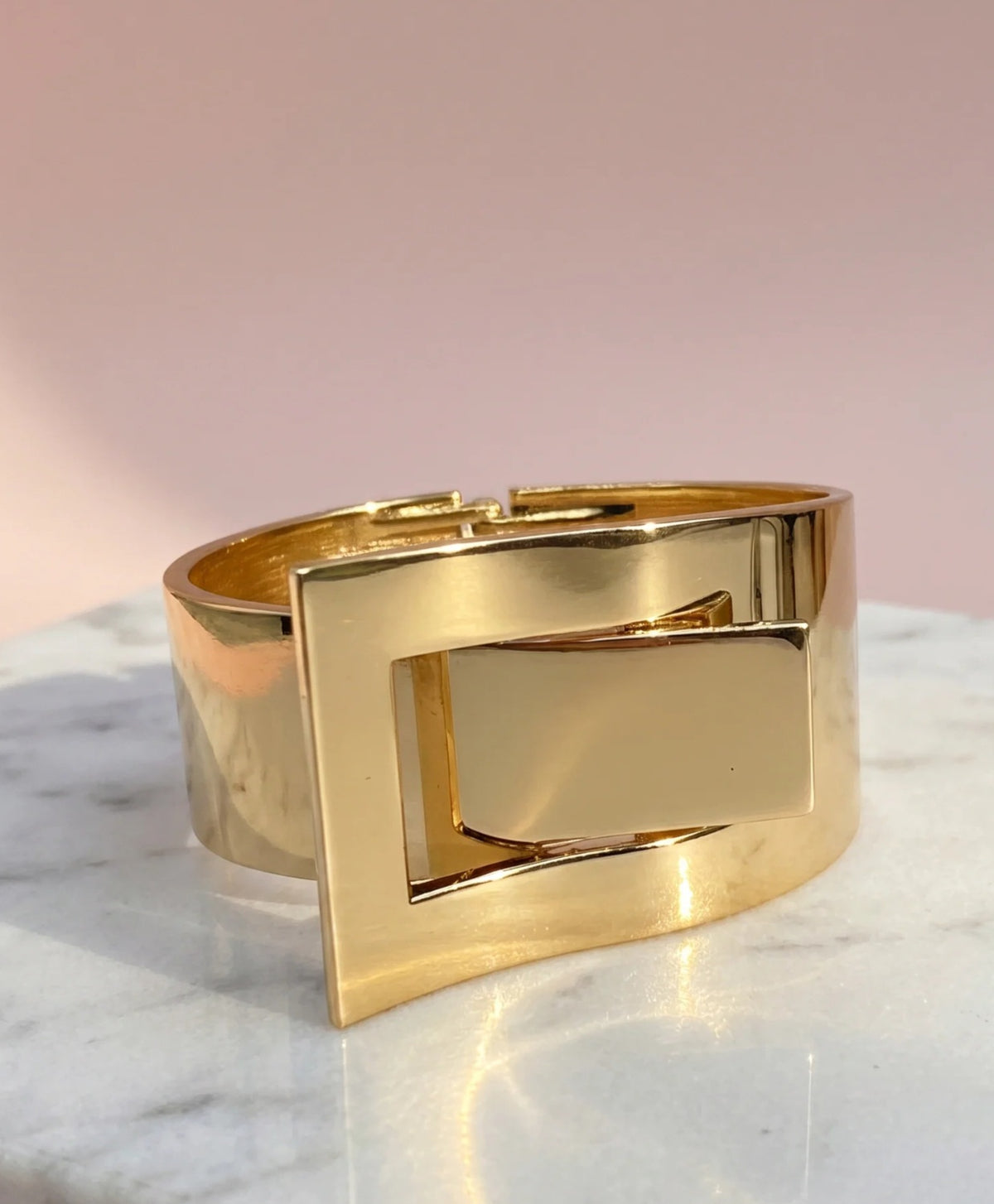 Gold Geometric Statement Cuff Bracelet