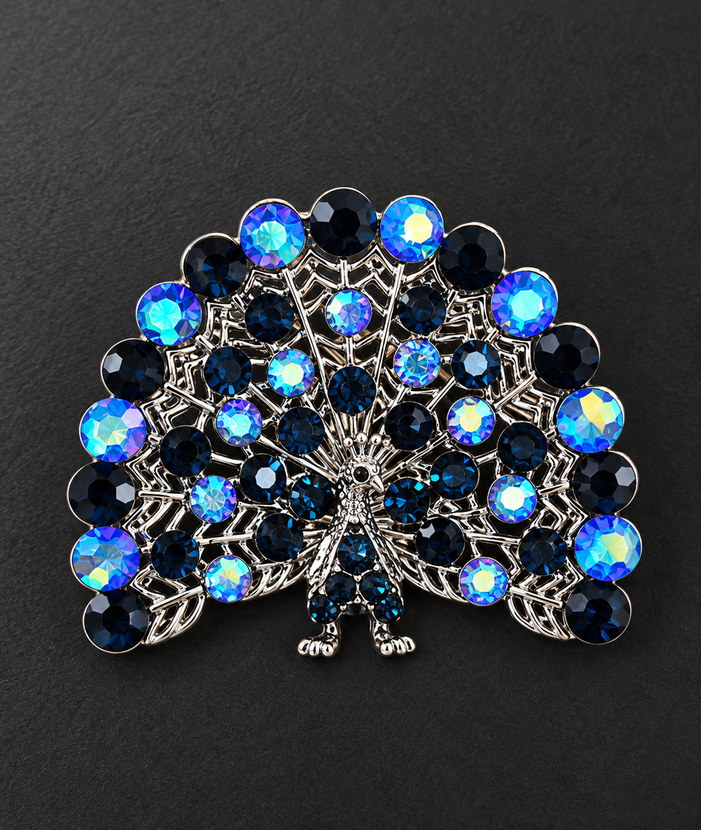 Blue Crystal Peacock Statement Brooch