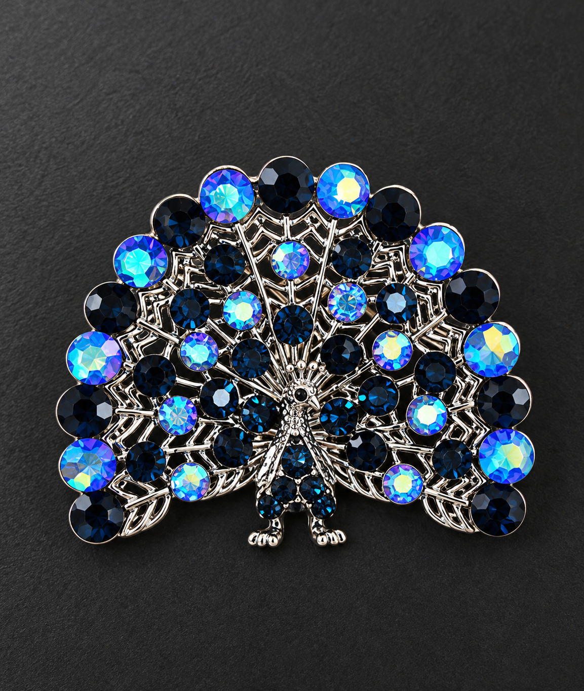 Blue Crystal Peacock Statement Brooch