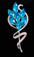 Blue Crystal Floral Statement Brooch